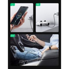Ugreen Type-C To Usb-A 3A Qc Örgülü Hizli Şarj Kablosu 1 Mt Si̇yah 60126
