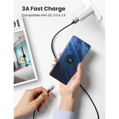 Ugreen Type-C To Usb-A 3A Qc Örgülü Hizli Şarj Kablosu 1 Mt Si̇yah 60126