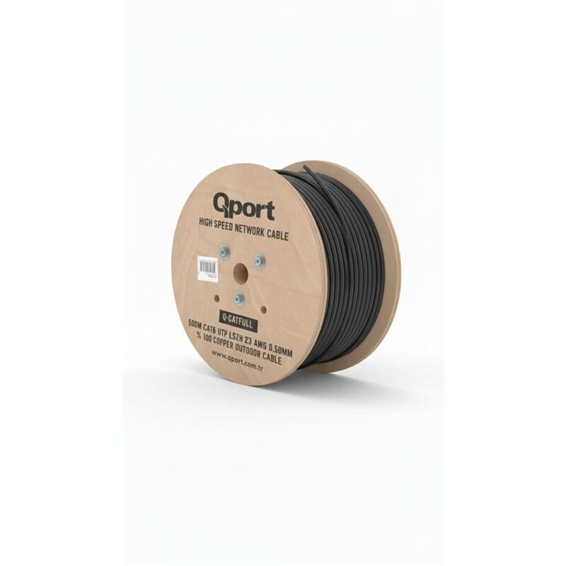 Qport Q-Catfull 500 M  Lszh Cat6 Outdoor  23Awg 0.58Mm %100 Bakir Si̇yah Kablo
