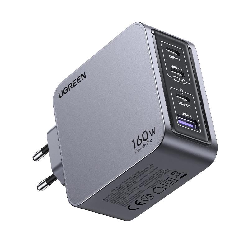 Ugreen Nexode Pro 160W Gan Hizli Şarj Ci̇hazi 100W Kablolu Type-C Qc Pd 3Xusb-C 1Xusb-A Gri̇ 25877