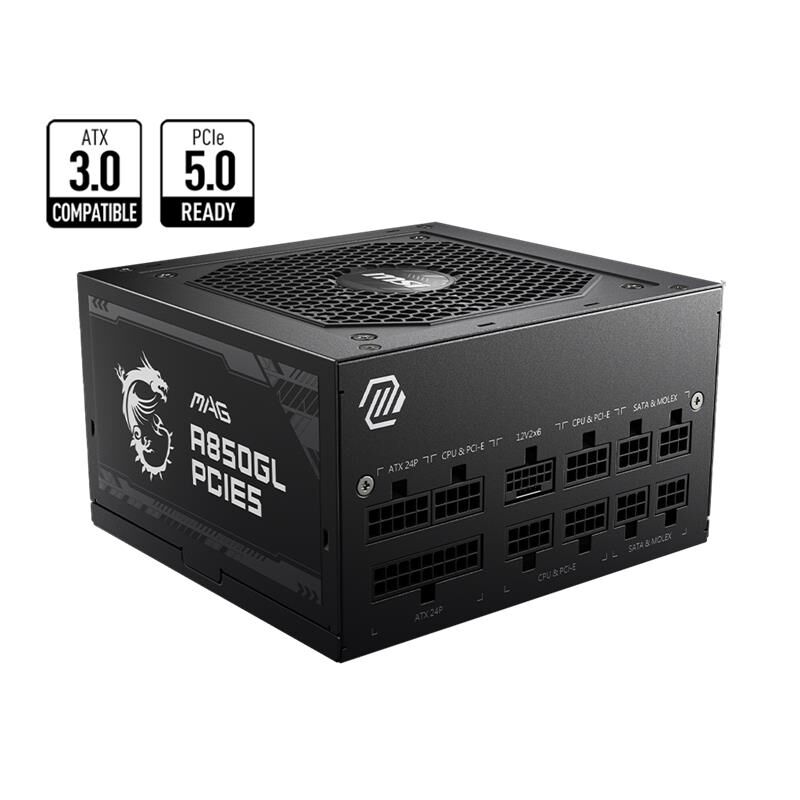 Msi Mag A850Gl Pcie5 850W 80+ Full Modular Gold Power Supply