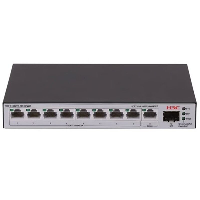 H3C Aolynk S1600V2-10P-Hpwr 8 Port Gigabit + 1Xgb Sfp/1Xrj45 Uplink 125W Poe Yöneti̇lebi̇li̇r Switch