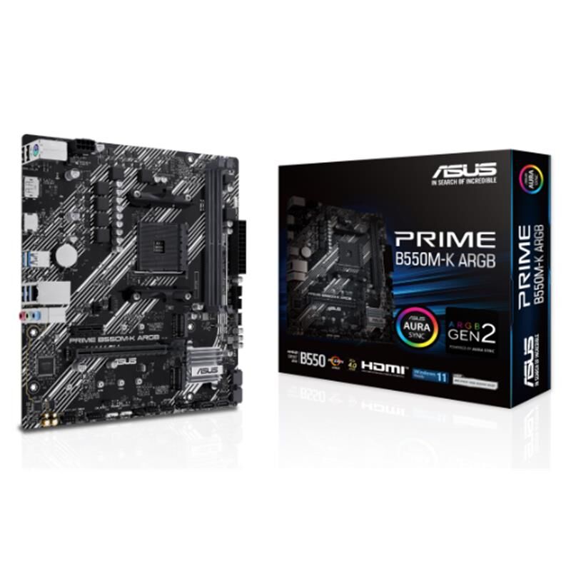Asus Prime B550M-K Argb Ddr4 5100Mhz 1Xhdmi 1Xdp 2Xm.2 Usb 3.2 Matx Am4 (Amd Am4 5000/4000G/3000 Seri̇leri̇ İle Uyumlu)