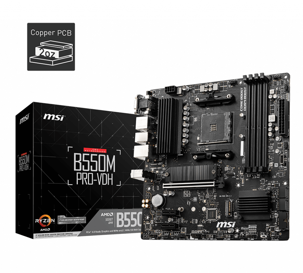Msi B550M Pro-Vdh Ddr4 4400Mhz 1Xvga 1Xhdmi 1Xdp 2Xm.2 Usb 3.2 Matx Am4 (Amd 5000/4000G/3000 Seri̇leri̇ İle Uyumlu)