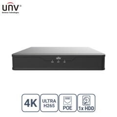 Uniview Nvr301-04S3-P4 4 Kanal Poe Vga/Hdmi H265+ Nvr Kayit Ci̇hazi