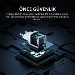 Aukey Pa-B1T-Wh 20W Omni̇a Ii Mi̇ni̇ Gan Pd Qc 3.0 Type C Hizli Şarj Adaptörü