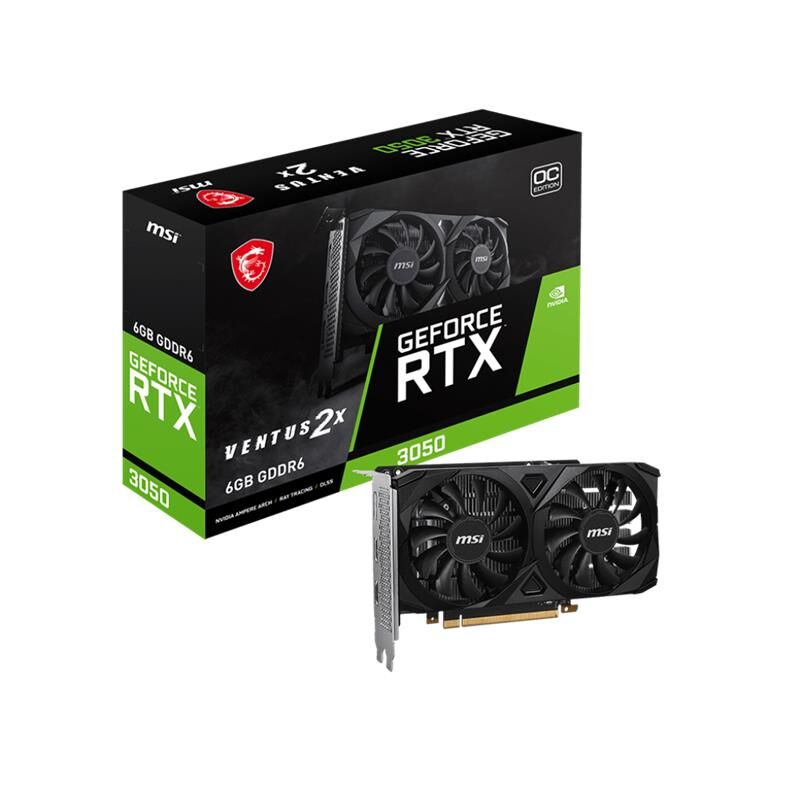 Msi Geforce Rtx3050 Ventus 2X E 6G Oc 6Gb Gddr6 96Bit 2Xhdmi 1Xdp Ekran Karti