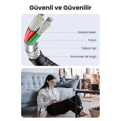 Ugreen Usb-C 60W 3A Qc Pd Örgülü Hizli Şarj Kablosu 2 Mt Si̇yah 50152