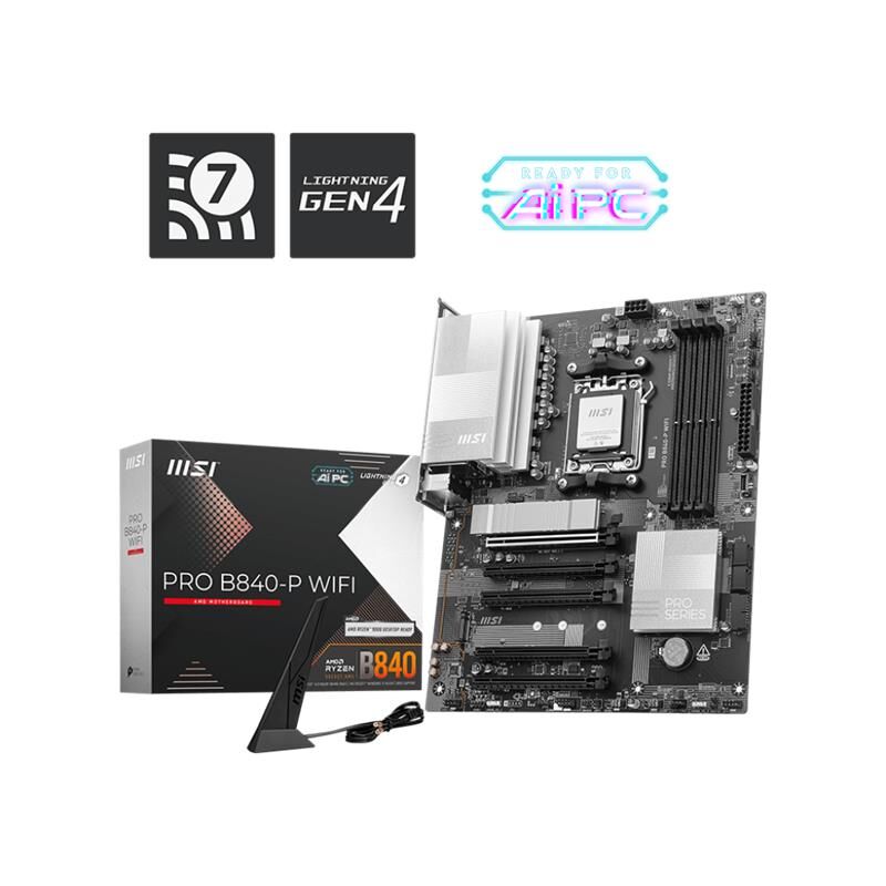 Msi Pro B840-P Wifi Ddr5 8000Mt/S 1Xhdmi 2Xm.2 Atx Am5 (Amd Am5 9000/ 8000/ 7000 Seri̇ İşlemci̇ Uyumlu)