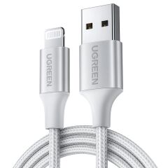 Ugreen Lightning To Usb-A Örgülü Mfi̇ Serti̇fi̇kali İphone Hizli Şarj Kablosu 2 Metre Gümüş 60163