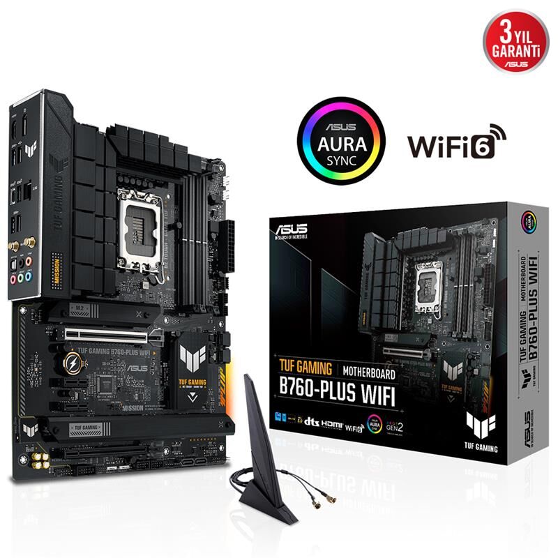 Asus Tuf Gaming B760-Plus Wifi Ddr5 7200Mhz 1Xhdmi 1Xdp 3Xm.2 Usb 3.2 Atx 1700P (13. Ve 12.Nesi̇l İşlemci̇ Uyumlu)