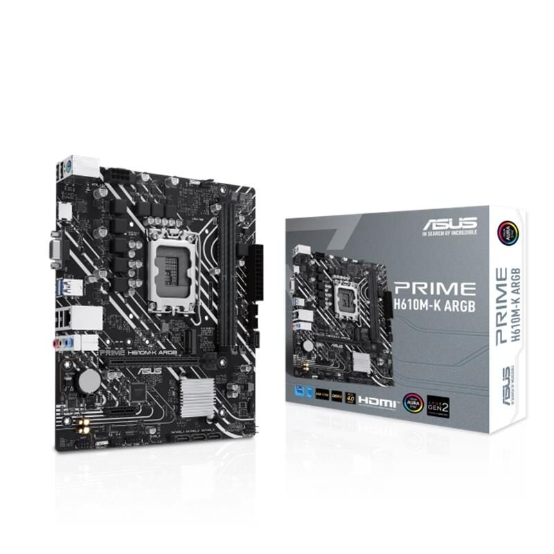 Asus Prime H610M-K Argb Ddr5 5600Mhz 1Xvga 1Xhdmi 1Xm.2 Usb 3.2 Matx 1700P (12. / 13. Ve 14. Nesi̇l İşlemci̇ Uyumlu)