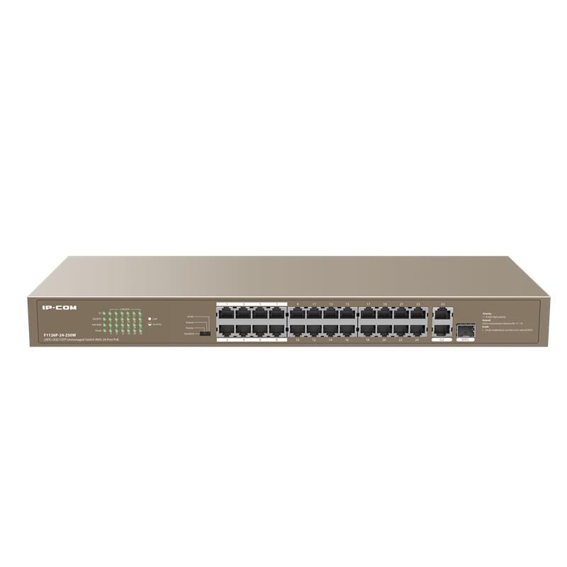 Ip-Com F1126P-24-250W 24 Port 10/100+ 2Xrj45/1X1Gb Sfp Combo 250W Poe Racmount Switch