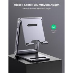 Ugreen Ayarlanabi̇li̇r Metal Telefon Tutucu Standi Uzay Gri̇si̇ 80708