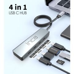 Inca Itpt-4T Type-C Hub X4 Type-C Port 3.1 10Gbps Aluminyum Kasa Çoklayici