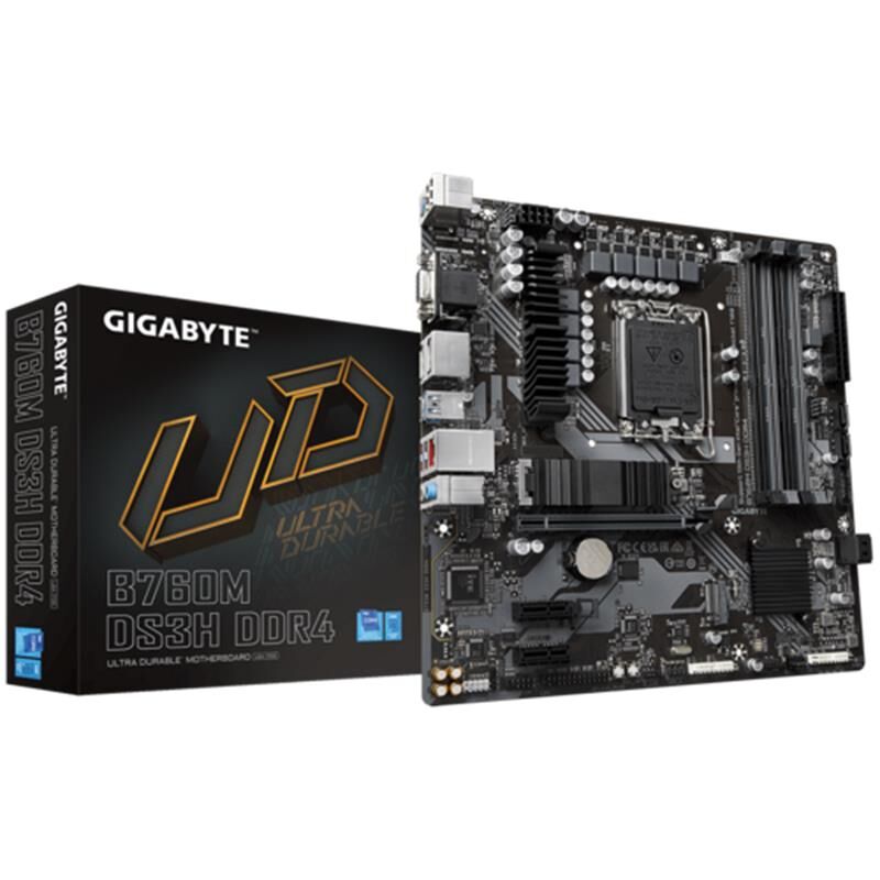 Gigabyte B760M Ds3H Ddr4 5133Mhz 1Xvga 1Xhdmi 1Xdp 1Xm.2 Matx 1700P (14. 13. Ve 12.Nesi̇l İşlemci̇ Uyumlu)