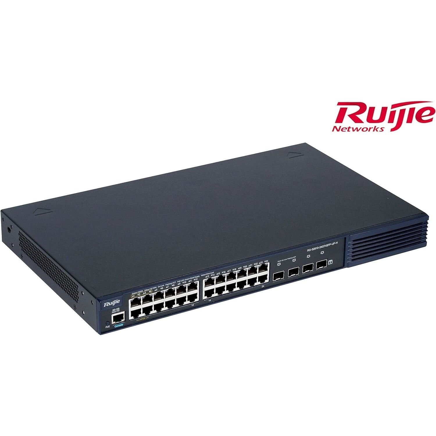 Ruijie Rg-S2910-24Gt4Xs-Up-H(V3 24 Port 10/100/1000 4-Port 1G/10G Sfp+ 370 Watt Yonetilebilir Rack Mount Switch