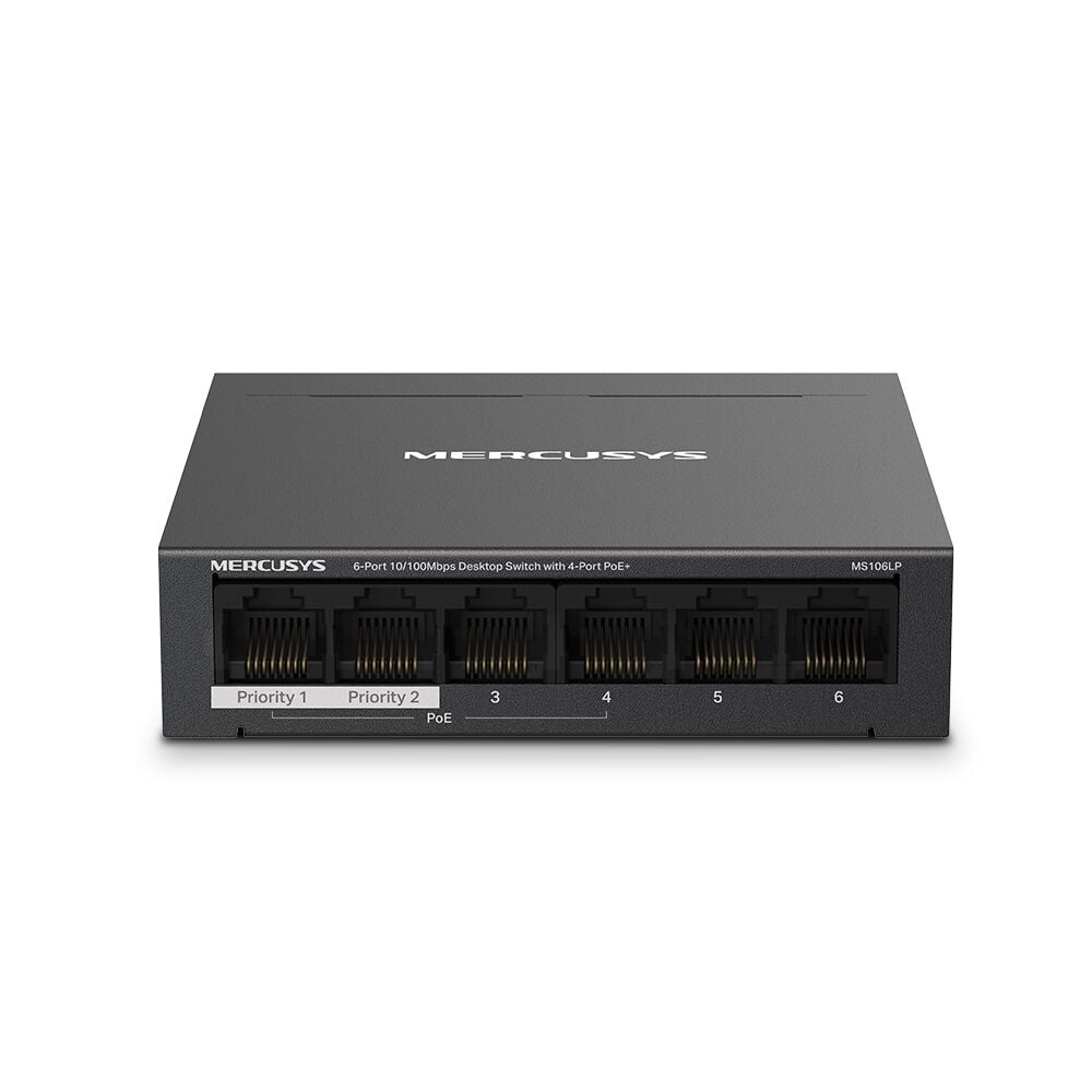Tp-Link Mercusys Ms106Lp 6 Port 10/100 4 Port Poe+ Yonetilemez Desktop Switch Metal Kasa