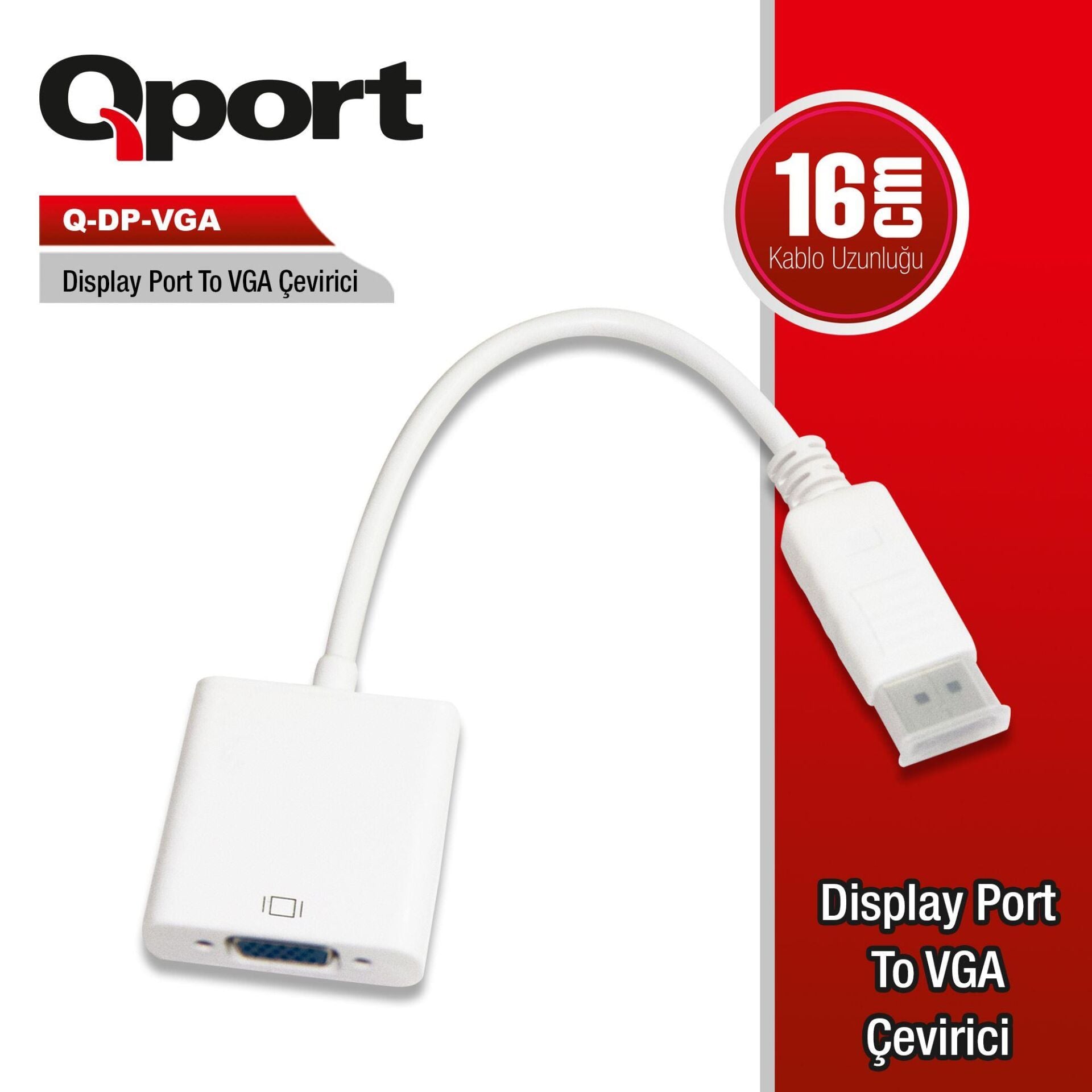 Qport Q-Dp-Vga Dv Display Port To Vga Dönüştürücü