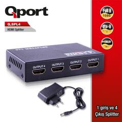 Qport Q-Spl4 Full Hd 1 Gi̇ri̇ş 4Çikişli Hdmi Splitter (Si̇nyal Çoğaltici)