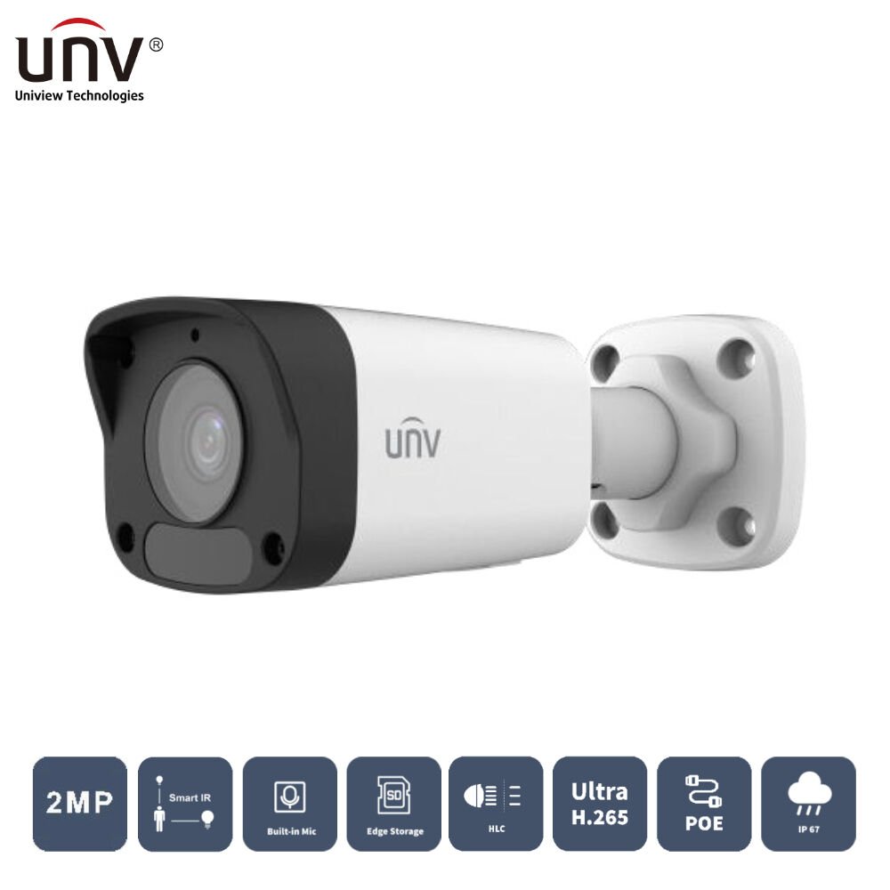 Uniview Ipc2122Lb-Asf28K-A 2Mp 2.8Mm 30Mt H265+ Ip67 Dahi̇li̇ Ses Ir Bullet Ip Kamera