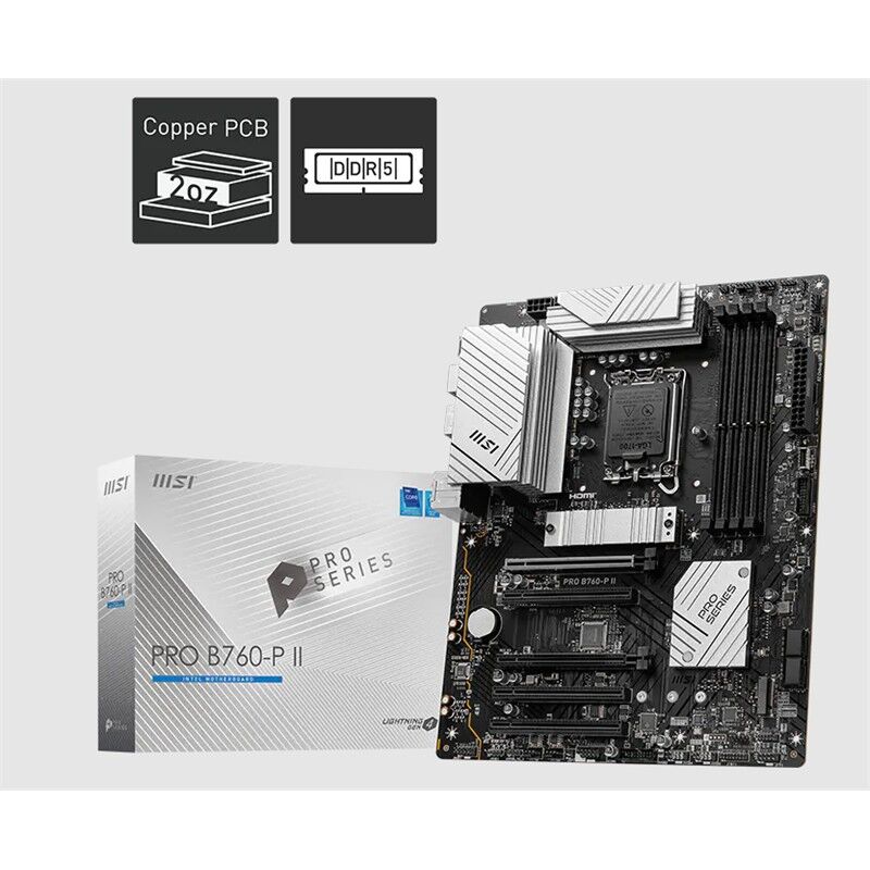 Msi Pro B760-P Ii Ddr5 7200Mhz 1Xhdmi 1Xdp 2Xm.2 Usb 3.2 Atx 1700P (12. / 13. Ve 14. Nesi̇l İşlemci̇ Uyumlu)