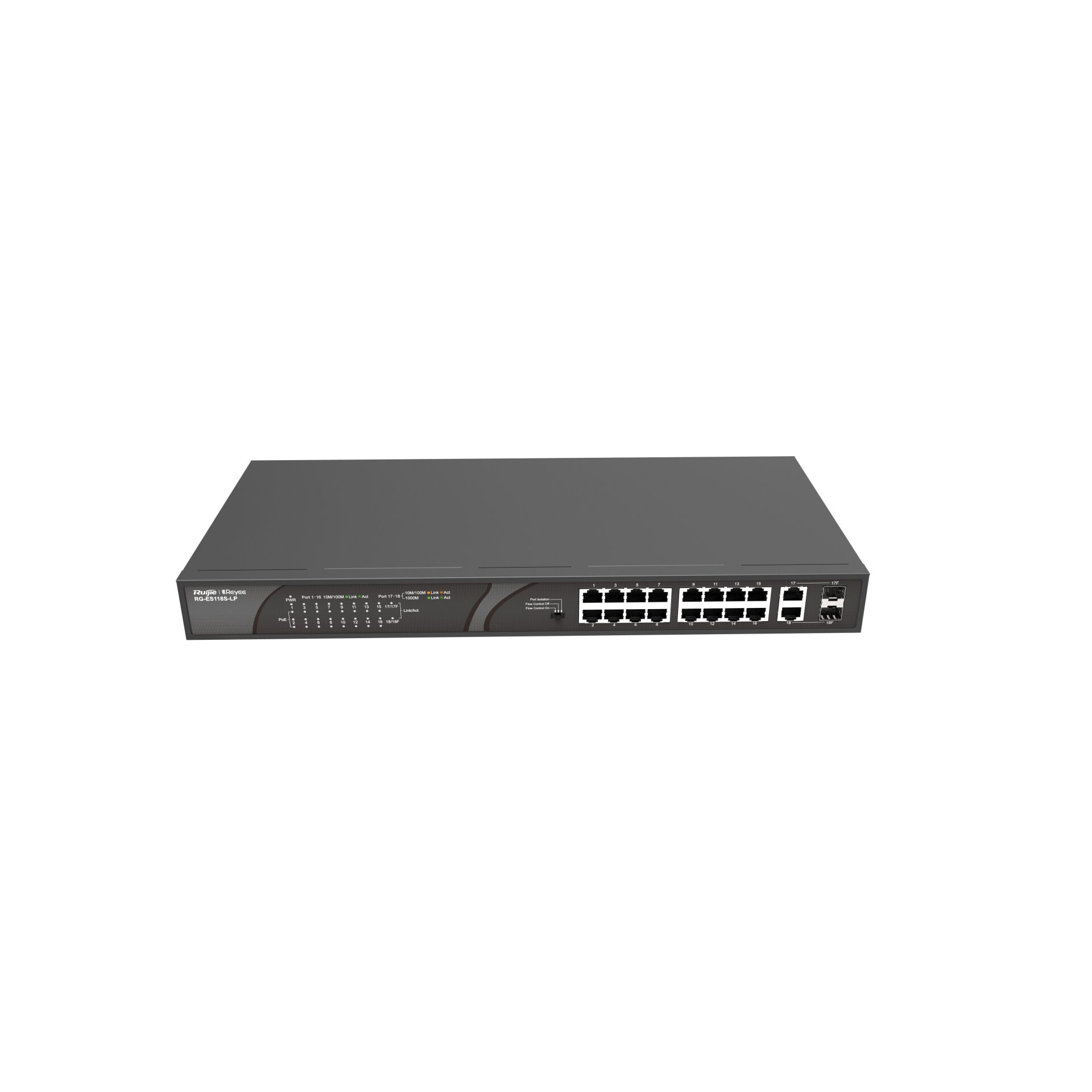 Ruijie Reyee Rg-Es118S-Lp 16 Port 10/100 16 Port Poe 2 X Combo Uplink 120W Yonetilemez Rack Mount Switch