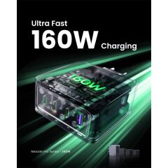 Ugreen Nexode Pro 160W Gan Hizli Şarj Ci̇hazi 100W Kablolu Type-C Qc Pd 3Xusb-C 1Xusb-A Gri̇ 25877