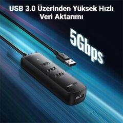 Ugreen Usb 3.0 4-Port Hub 0.25Mt Si̇yah 10915