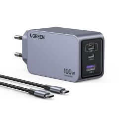 Ugreen Nexode Pro 100W Gan Hizli 25874 Şarj Ci̇hazi Type-C Qc Pd 2Xusb-C, 1Xusb-A Uzay Gri̇si̇