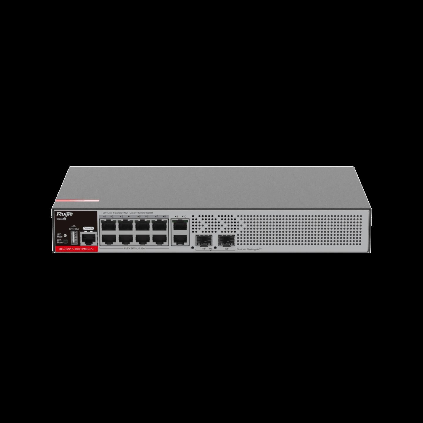 Ruijie Rg-S2915-10Gt2Ms-P-L 10 Port 10/100/1000 8 Port Poe/Poe+ 2Xsfp 125W Yonetilebilir Rack Mount Switch